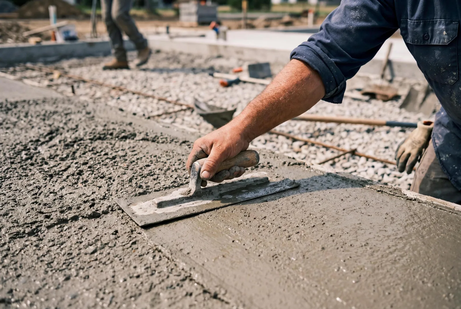 Concrete patio finishing in a Tampa backyard