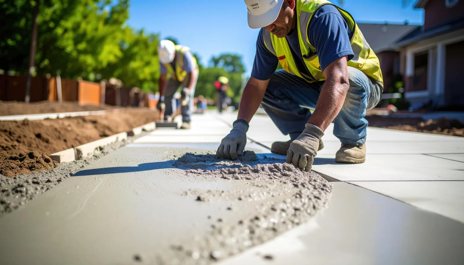 Finishing a concrete sidewalk in Tampa