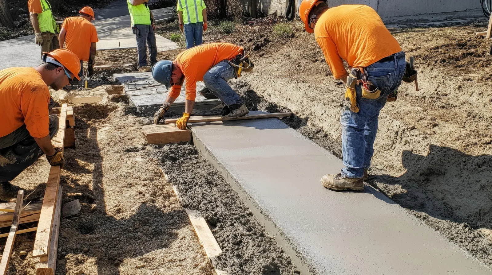 Concrete sidewalk pour in Tampa