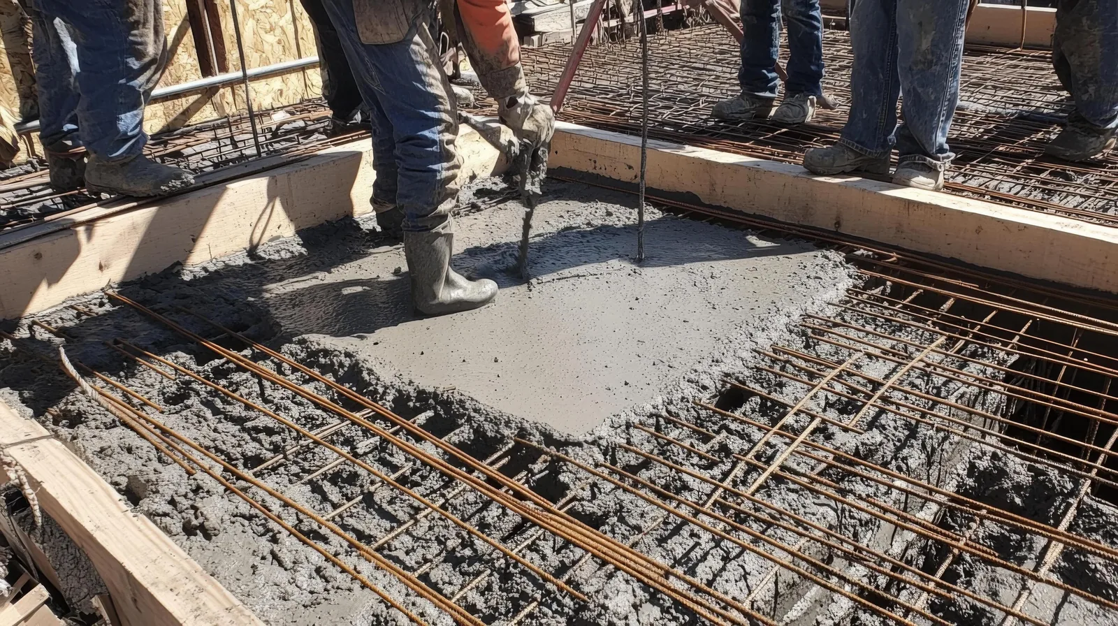 Pouring a reinforced concrete slab over rebar in Tampa