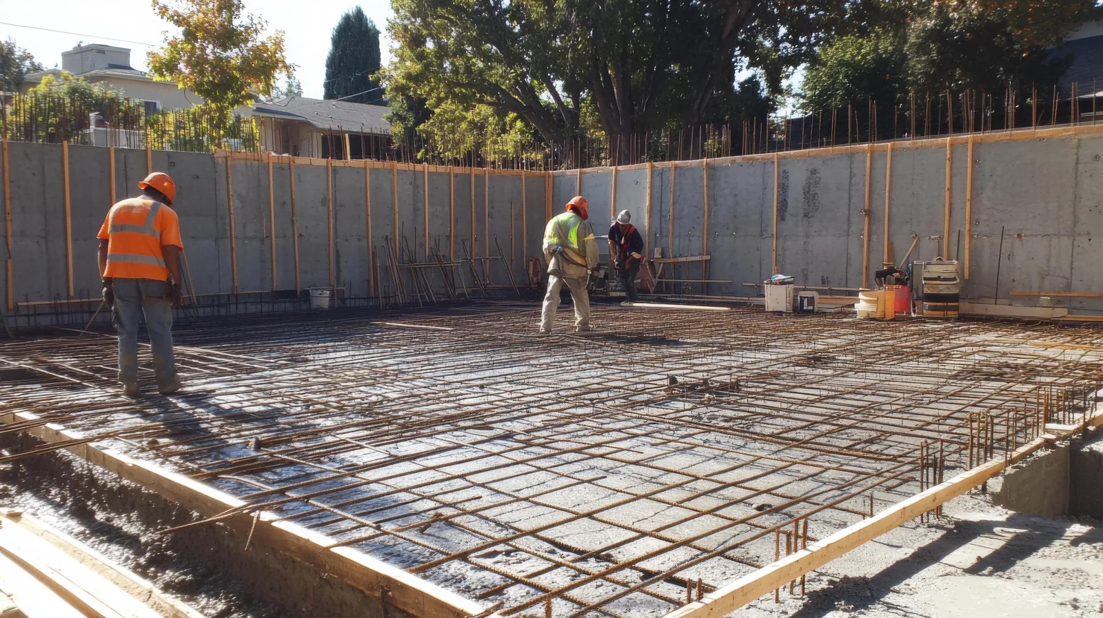 Reinforced concrete slab with rebar in Tampa